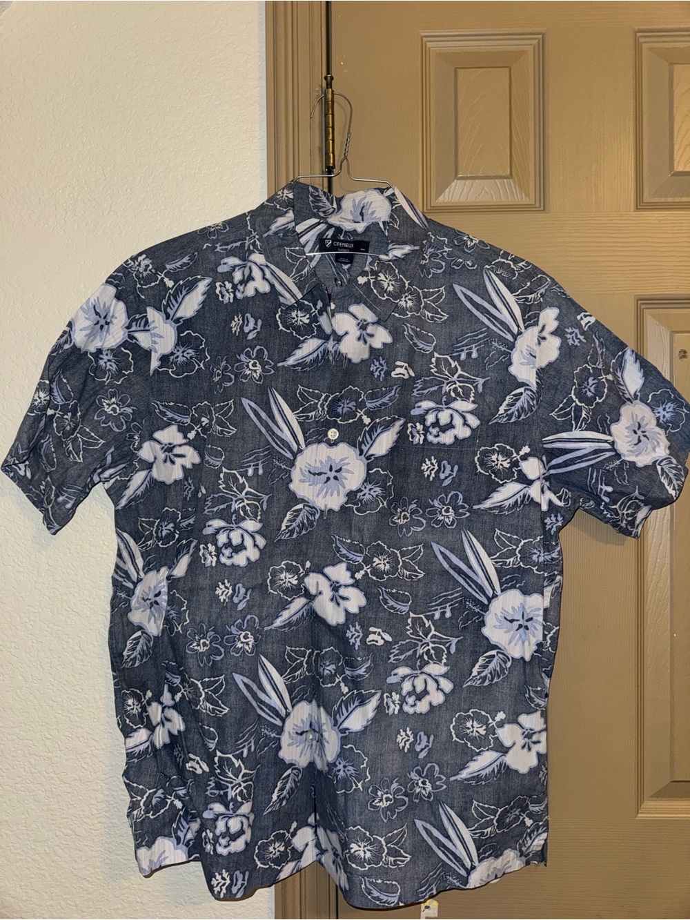Daniel Cremieux Navy and White Floral Short-Sleeve Button-Up Shirt